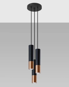 Lampa wisząca LOOPEZ 3P czarny/miedź